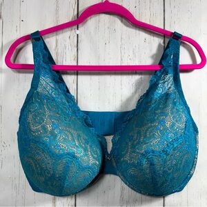 ThirdLove Blue Lace Contour Plunge Full Coverage Bra Underwire Padded Adjustable